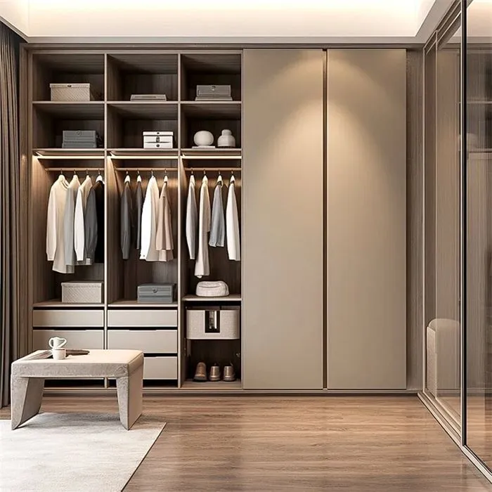 Open Modern Wooden Customizable Wardrobe Small